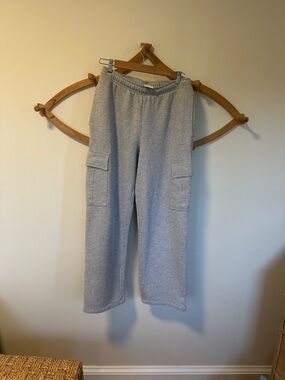 Aritzia Light Gray Cargo Embroidered Logo Crew